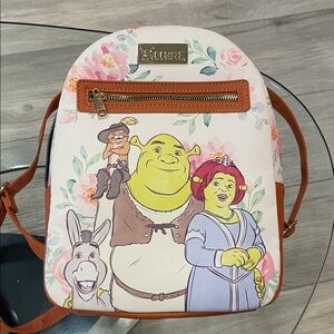 Loungefly Shrek Floral Mini Backpack — White, Green & Tan